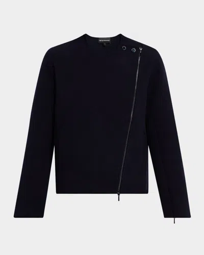 Emporio Armani Turtleneck Blouson Wool Jacket In Black