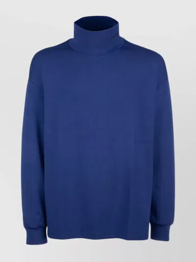 Emporio Armani Turtleneck Ribbed Cuffs Long Sleeves Sweater In Midnight Blue