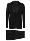 Emporio Armani Tailored Suit With Satin Lapel And Jetted Pockets In Black