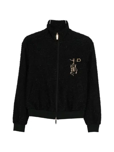 Emporio Armani Tweed Blouson Jacket In Black