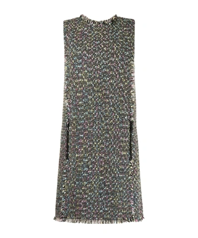 Emporio Armani Tweed Detail Dress In Multicolor