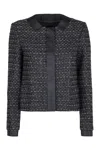 Emporio Armani Tweed Jacket In Black