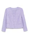 Emporio Armani Tweed Short Blazer Jacket In Purple