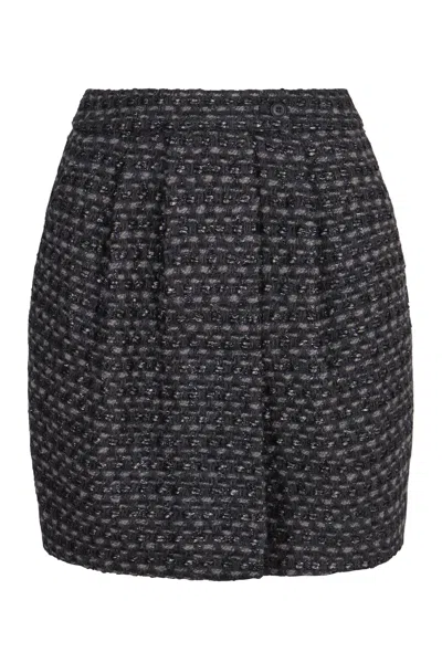 Emporio Armani Tweed Mini Straight Skirt In Black
