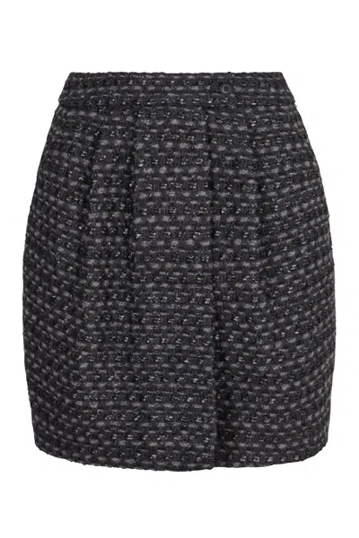 Emporio Armani Tweed Mini-skirt In Gray