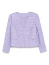 Emporio Armani Tweed Short Blazer Jacket In Purple