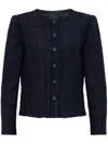 Emporio Armani Tweed Short Blazer Jacket In Black
