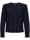 Emporio Armani Tweed Short Blazer Jacket In Black