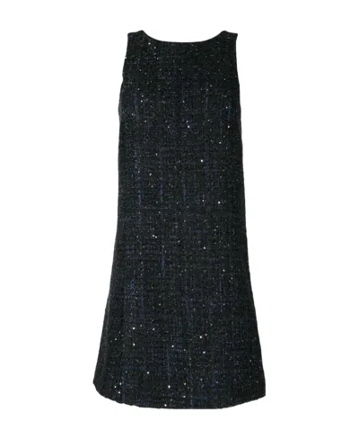 Emporio Armani Tweed Sleeveless Dress In Black