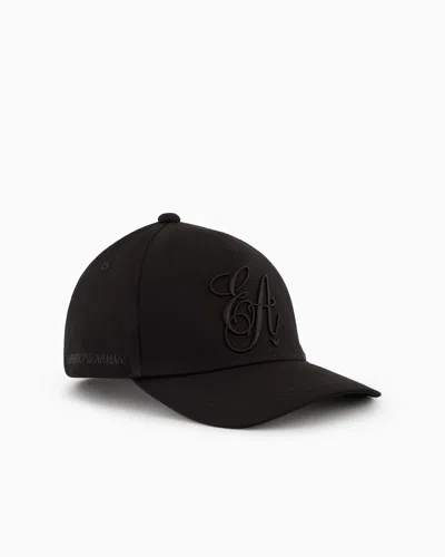 Emporio Armani Official Store Twill Baseball Cap With Signature Ea Logo Embroidery In Noir