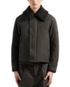 EMPORIO ARMANI TWILL JACKET WITH FAUX FUR COLLAR