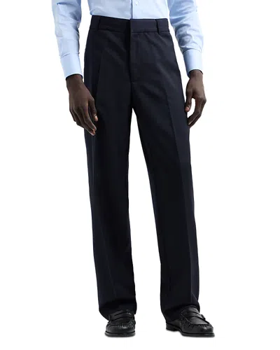 Emporio Armani Twill Straight Leg Suit Trousers In Navy Blue