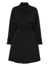 Emporio Armani Cotton Blend Trench Coat In Schwarz