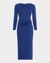 Emporio Armani Twist-front Jersey Midi Dress In Cobalt Blue