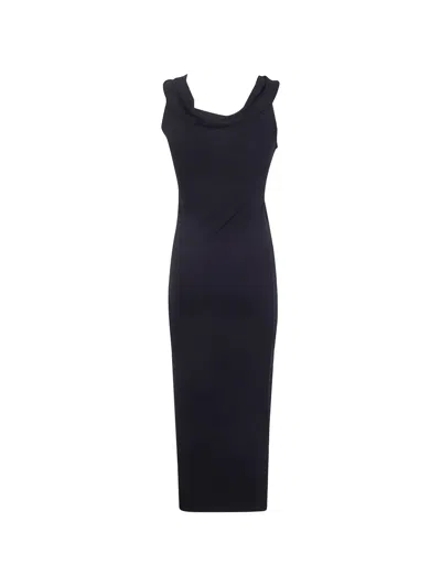 Emporio Armani Twisted Sleeveless Dress In Black