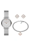 Emporio Armani Two-hand Bracelet Watch, 32mm Bracelet & Earrings Set In Transparent