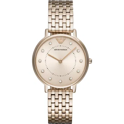 Emporio Armani Two-hand Crystal Embellished Bracelet Watch, 32mm In Gold