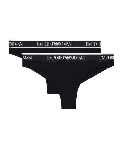 Emporio Armani Two-pack Brazilian Briefs In Black