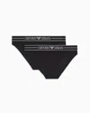 Emporio Armani Two-pack Of Asv Organic-cotton Briefs With Logo Waistband In Black