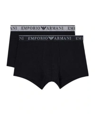 Emporio Armani Two-pack Of Endurance Logo Boxer Briefs In Black