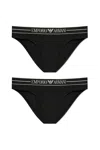 Emporio Armani Two-pack Of Asv Organic-cotton Briefs With Logo Waistband In Black