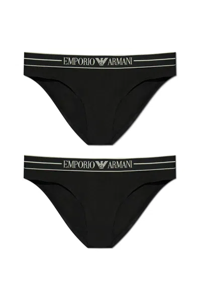 Emporio Armani Two-pack Panties In Black