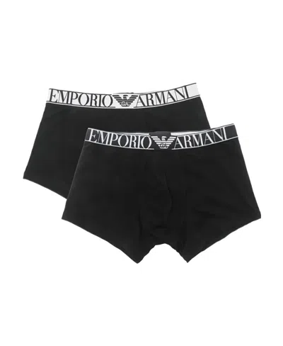 Emporio Armani Two Pairs Of Logo Boxer Underwear In Black