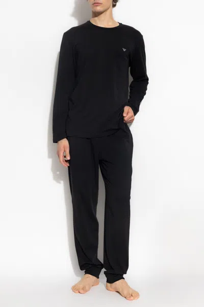 Emporio Armani Two-piece Pajamas In Black