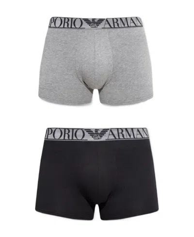 Emporio Armani Two Pieces Of Logo Boxer Underwear In Gray