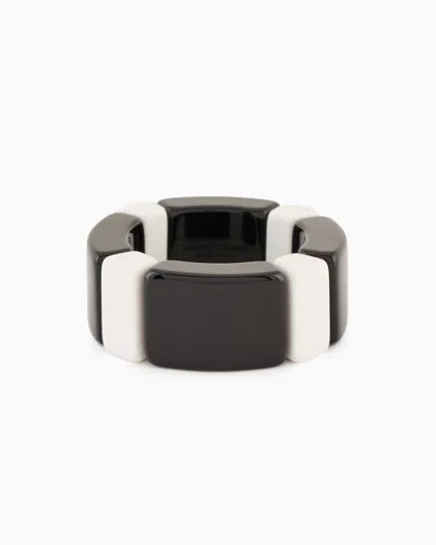 Emporio Armani Two-tone Elastic Bracelet In Black
