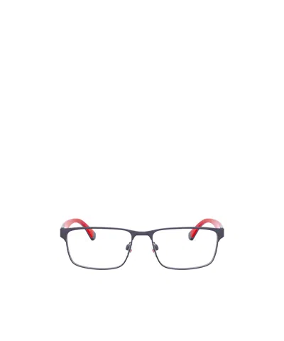 Emporio Armani Two-tone Embossed Logo Glasses In Blue