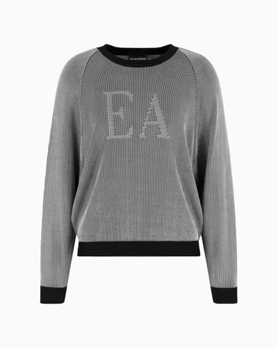 Emporio Armani Two-tone Fisherman's Rib Jumper With Ea Logo