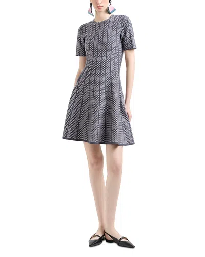 Emporio Armani Two Tone Jacquard Dress In Grey