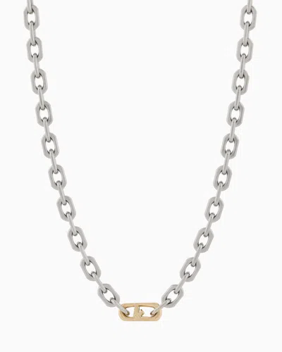 Emporio Armani Two-tone Stainless Steel Chain Necklace In Multicoloured