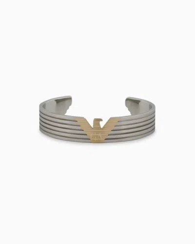 Emporio Armani Two-tone Stainless Steel Cuff Bracelet In Multicoloured