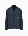 Emporio Armani Two-tone Wave Motif Quilted Nylon Blouson In Navy Blue