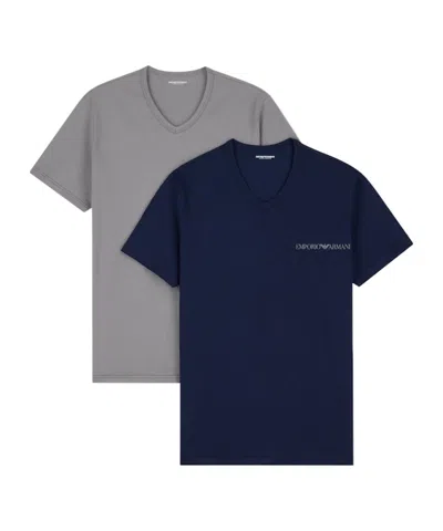 Emporio Armani Two-pack Of Core Logoband Jersey Loungewear T-shirts In Multicolored