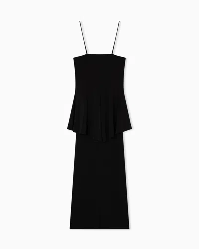 Emporio Armani Two-piece Effect Crêpe Dress In Stretch Viscose In Black