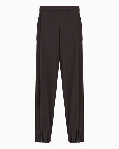 Emporio Armani Ultra Light Bi-stretch Nylon Elasticated-waist Wide-leg Trousers In Raven