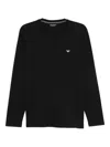 Emporio Armani Eagle-logo Cotton Pajama Top In Black