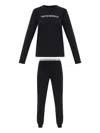 Emporio Armani Cotton Blend Long Sleeve Pajama Set In Black