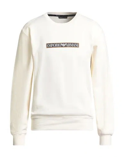 Emporio Armani Underwear Man Sweatshirt Cream Size L Cotton, Elastane In White