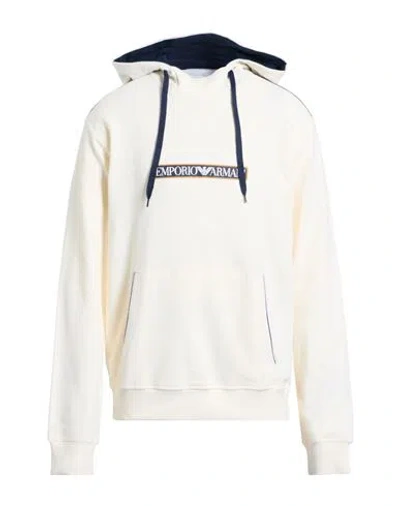 Emporio Armani Underwear Man Sweatshirt Ivory Size L Cotton, Elastane In White