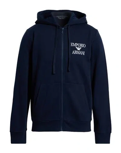 Emporio Armani Underwear Man Sweatshirt Midnight Blue Size M Cotton, Polyester, Elastane