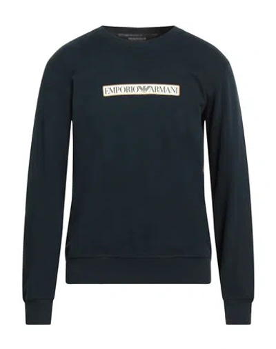 Emporio Armani Underwear Man Sweatshirt Navy Size M Cotton, Elastane In Blue
