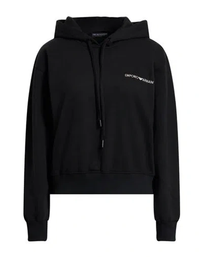 Emporio Armani Underwear Woman Sweatshirt Black Size 5 Cotton, Polyester