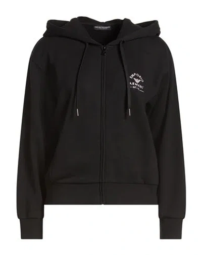 Emporio Armani Underwear Woman Sweatshirt Black Size M Cotton, Polyester, Elastane