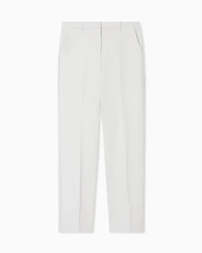 Emporio Armani Us Exclusive Compact Stretch Cotton Trousers In White