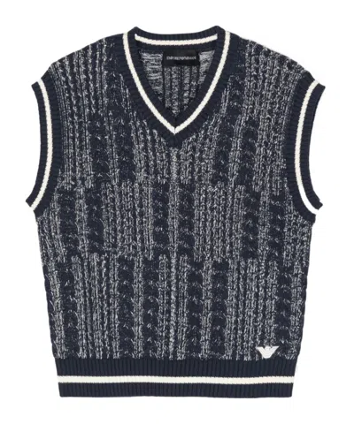 Emporio Armani V-neck Cable-knit Minidress In Black
