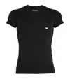 Emporio Armani Official Store Asv T-shirt Aus Jersey-lyocell-mischung Mit Zweifarbigem Mikroadler In Black